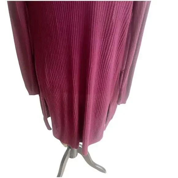 I.N.C International Concepts Longline Cardigan Size Medium Burgundy Lightweight - Picture 6 of 12